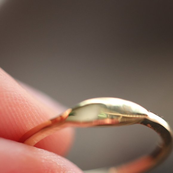 10K Solid Yellow Gold Slim Signet Ring - "Etched in Bone" by Brightlyand… - Picture 7 of 10